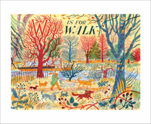 Card "W is for walk"